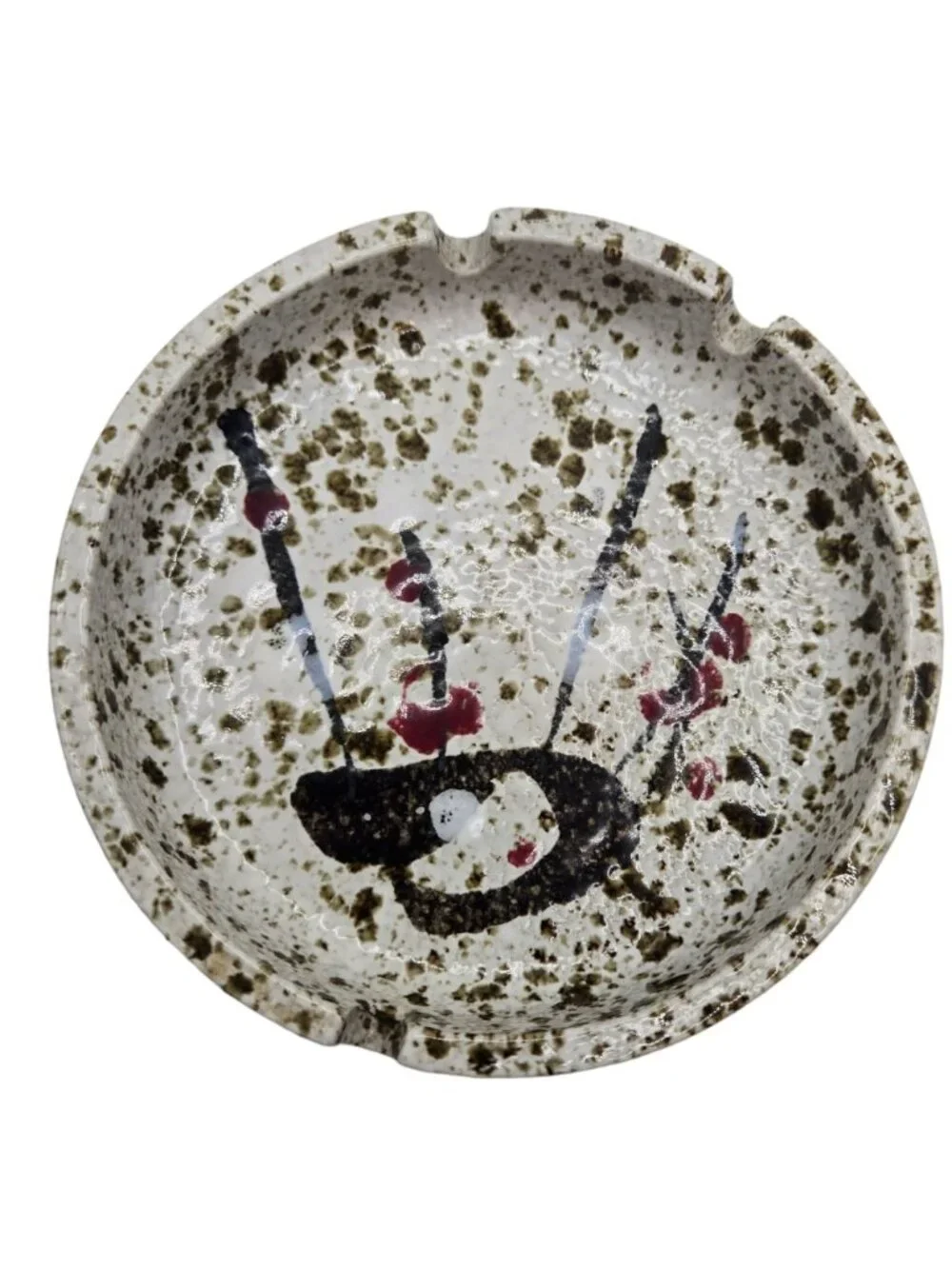 Vintage MCM Ceramic Ashtray Abstract Splatter Design Japan Mid Century Modern